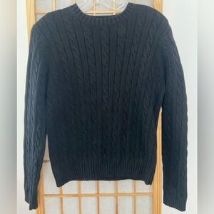 L.L. Bean Classic Black Cable Knit Sweater